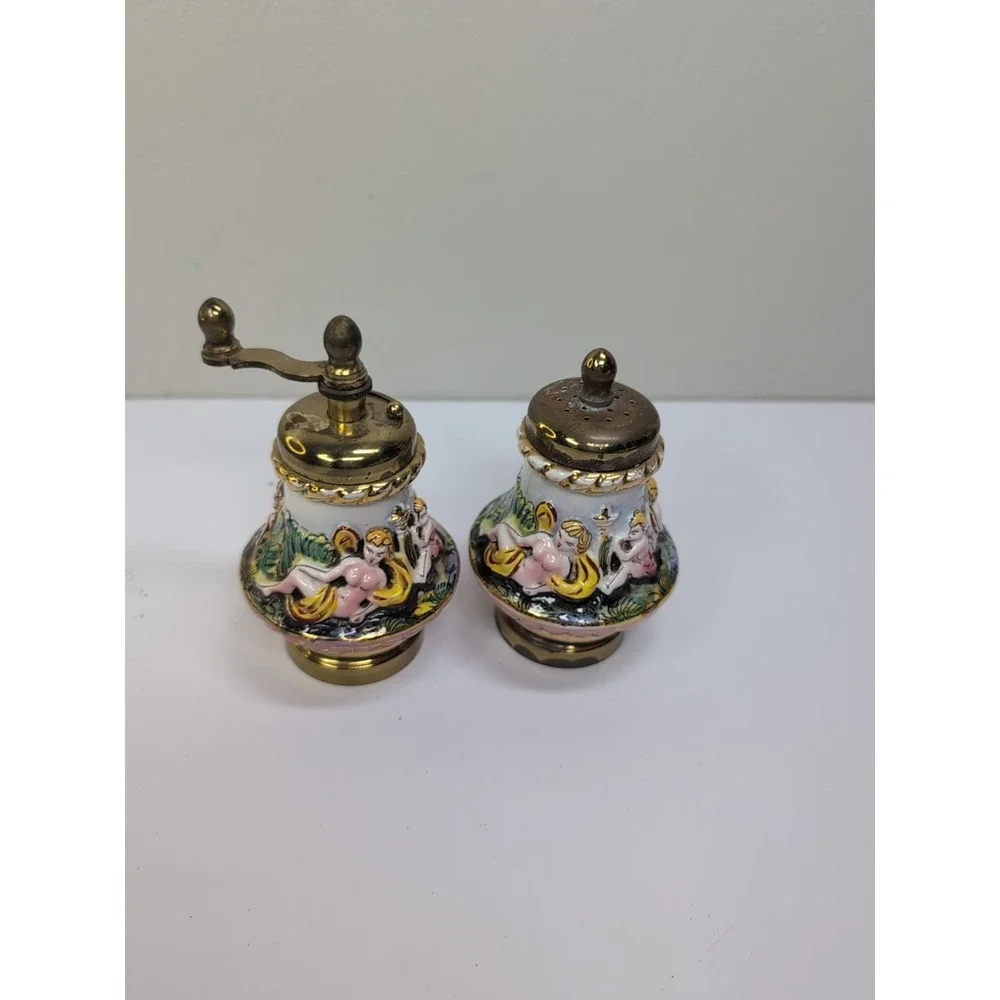 Macina Temperata Porcelain Pepper Mill & Salt Shaker Made In‎ Italy Vintage